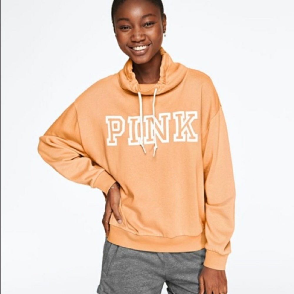 VS PINK LOUNGE BF COWL NECK PULLOVER SWEATER